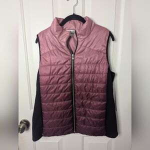 Christopher and Banks Women's Large Purple Ombre Puffer Vest Pockets Full Zipper